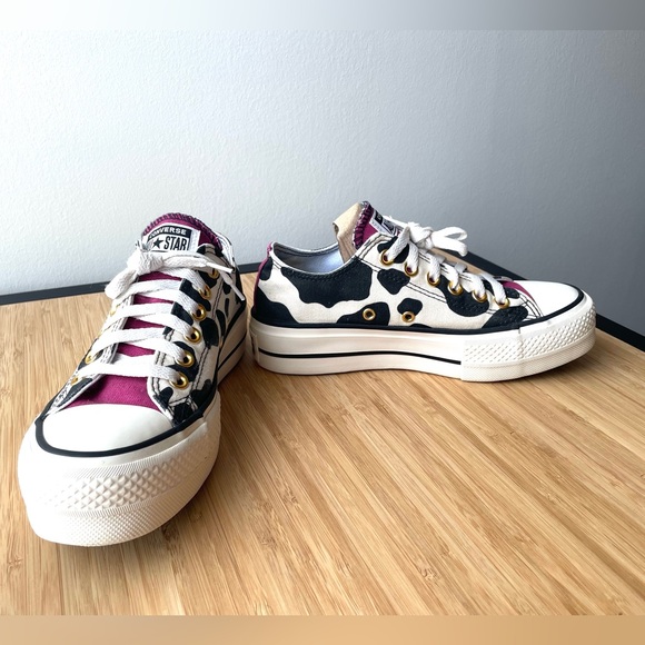 Converse Women Lift Platform All Star Low Sneaker Animal Print Size 6 - Picture 4 of 13